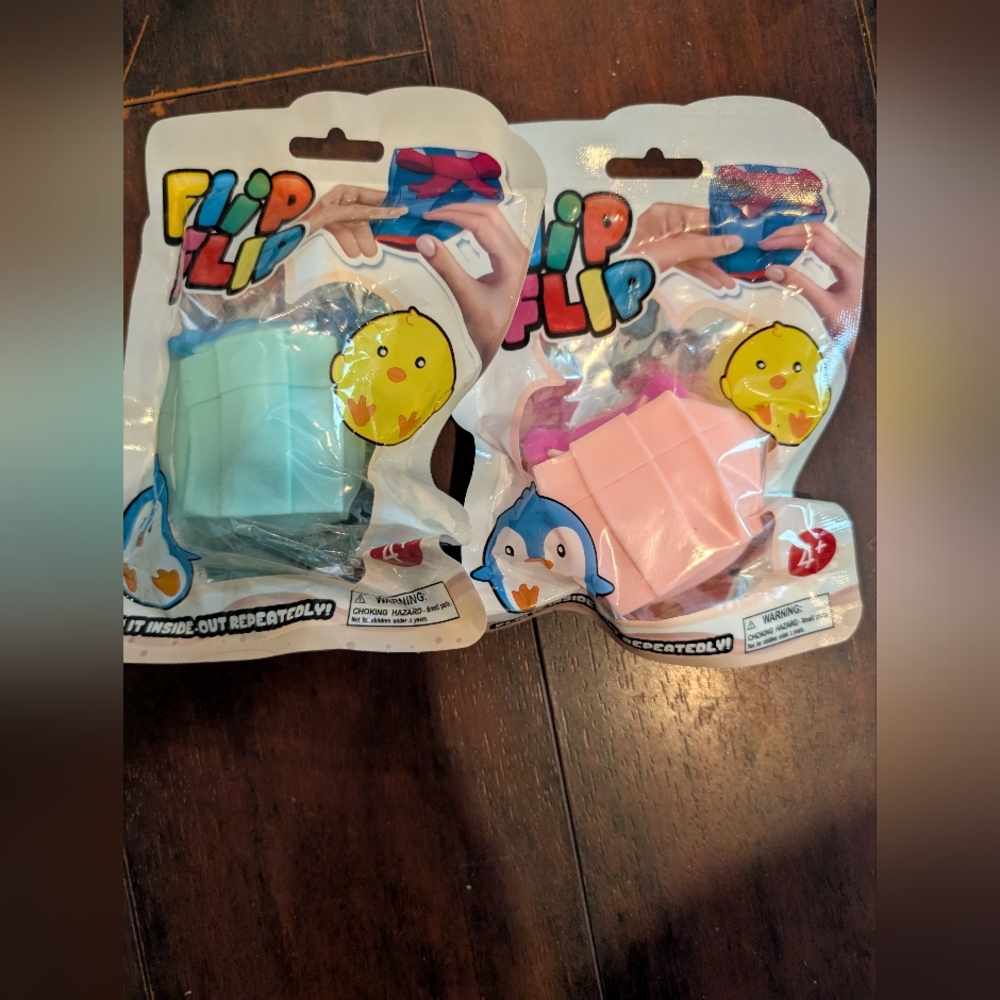 2 Flip Flips Kids Fidget Toy Set - Blue and Pink